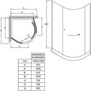 Душевой уголок Jacob Delafon Indigo 90х90 см левый (E44R9009A-GA)