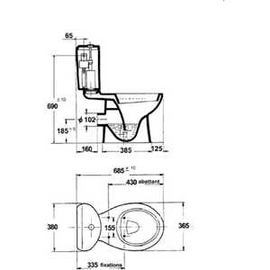 Унитаз (чаша) Jacob Delafon Kandel напольный, без сиденья (E1455-00)
