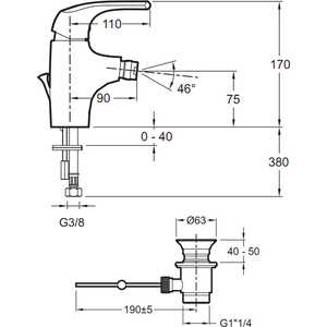 Смеситель для биде Jacob Delafon Nateo (E73250-CP)