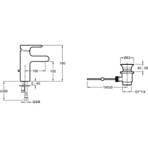 Смеситель для раковины Jacob Delafon Singulier с донным клапаном, хром (E10860-CP)
