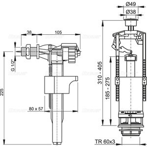 Выпускной комплект AlcaPlast 1/2" со стоп кнопкой (SA2000K 1/2" CHROM)