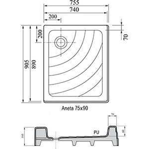 Душевой поддон Ravak Aneta PU 75х90 см (A003701120)