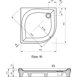Душевой поддон Ravak Elipso EX 90х90 см (A227701310)