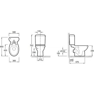 Унитаз с бачком Jacob Delafon Patio без сиденья (4101G-00, E1448-00)