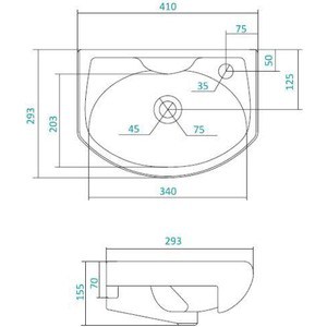 Раковина мебельная Santek Азов 40х29 отверстие справа (1WH110254)