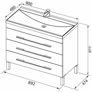 Тумба под раковину Aquanet Верона 90 три ящика, белая (178470)
