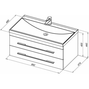 Тумба под раковину Aquanet Верона 90 два ящика, белая (172335)
