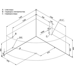 Акриловая ванна Aquanet Malta 150x150 с каркасом, без гидромассажа (205410)