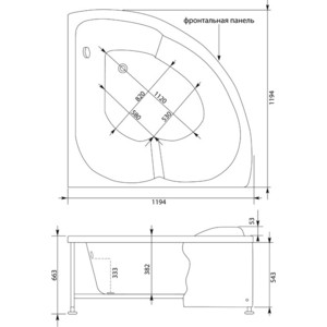 Акриловая ванна Aquanet Fregate 120x120 с каркасом, без гидромассажа (205488)