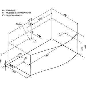 Акриловая ванна Aquanet Palma 170x100 R правая, с каркасом, без гидромассажа (205537)