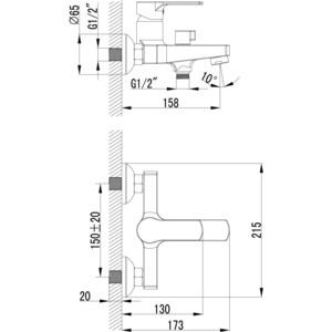 Смеситель для ванны Lemark Plus Grace (LM1512C)