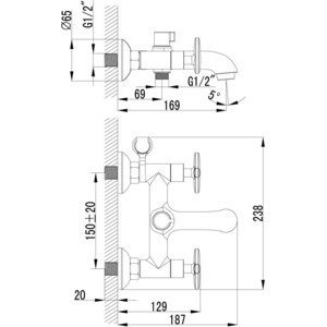 Смеситель для ванны Lemark Plus Spirit (LM1912C)