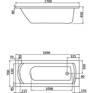 Акриловая ванна Santek Монако 170х70 (1WH111979)