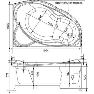 Фронтальная панель Aquanet Jamaica 160 H59,5 R правая, белая (139559)