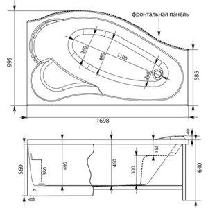 Фронтальная панель Aquanet Palma 170 H56 R белая (176155)