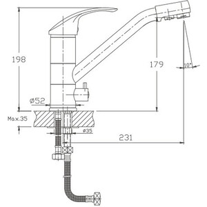 Смеситель для кухни Haiba HB21-5 с подключением фильтра, сатин (HB4321-5)