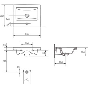 Раковина Cersanit Como 50х40 (S-UM-COM50/1-w) (60925)