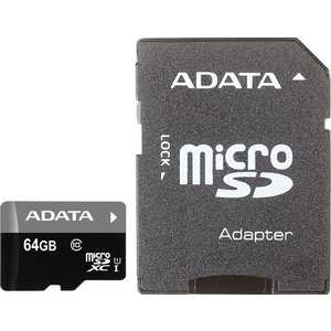 Карта памяти A-DATA microSDXC 64GB Premier Class 10 UHS-I U1 (SD адаптер) (AUSDX64GUICL10-RA1)