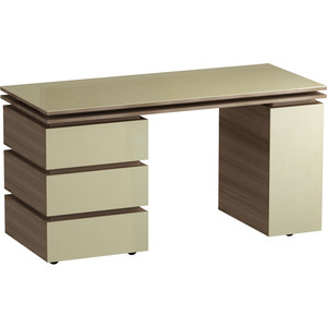 Письменный стол MetalDesign Кварт MD 762.04.10 корпус-ясень темный/ стекло-крем