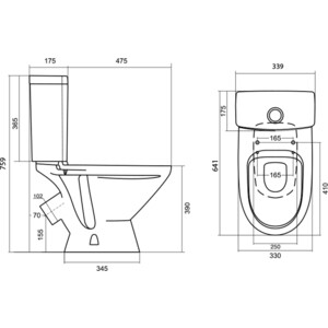 Унитаз-компакт Santek Лига наклонный выпуск 2-ой смыв с сиденьем (1WH302141)