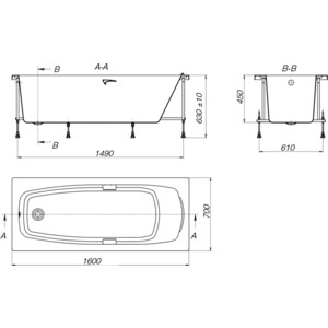 Акриловая ванна Roca Sureste 160х70 с отверстиями под ручки (ZRU9302787)