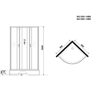 Душевая кабина Niagara NG-3301-14BK 90х90х200