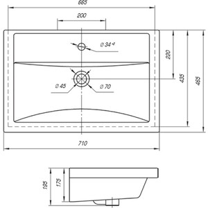 Раковина мебельная KIROVIT Фостер 70 (4620008197746)