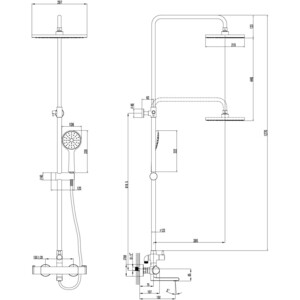 Душевая система Lemark Yeti с термостатом, хром (LM7862C)