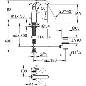 Смеситель для раковины Grohe Essence+ с донным клапаном (23462001)