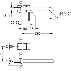 Смеситель для раковины Grohe Essence+ на 2 отверстия, для 23571 (19967001)
