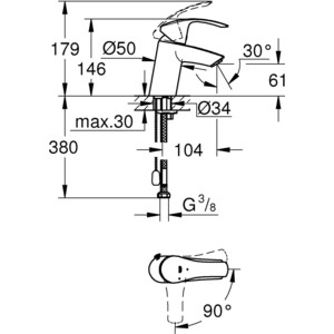 Смеситель для раковины Grohe Eurosmart New с цепочкой (23372002)