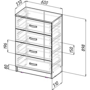 Комод Мастер Финк-64 узкий (белый)
