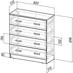 Комод Мастер Финк-84 узкий (белый)