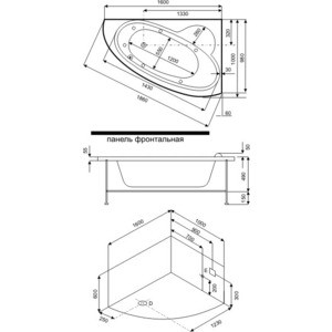 Акриловая ванна BAS Сагра 160х100 правая, с каркасом, без гидромассажа (В 00032)