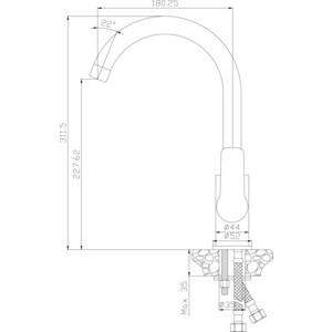 Смеситель для кухни Rossinka Silvermix белый\хром (W35-24)