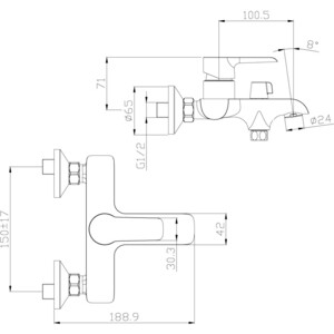 Смеситель для ванны Rossinka Silvermix с душем, белый/хром (W35-31)