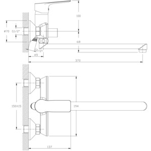 Смеситель для ванны Rossinka Silvermix с душем, хром (RS27-33)