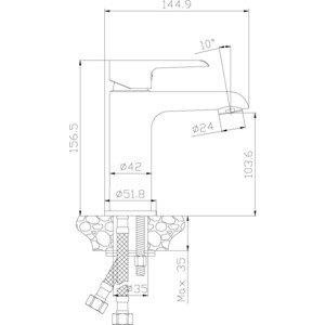 Смеситель для раковины Rossinka Silvermix белый\хром (W35-12)