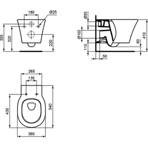 Унитаз подвесной (чаша) Ideal Standard Connect Air AquaBlade белый (E005401)