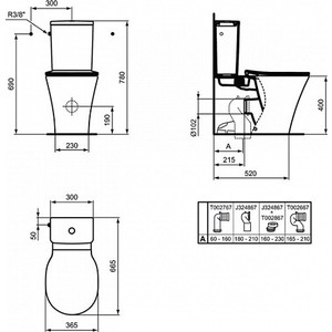 Унитаз-компакт безободковый Ideal Standard Connect Air AquaBlade Cube с сиденьем микролифт (E013701, E073401, E036601)