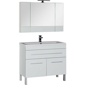 Тумба под раковину Aquanet Верона 100 с дверцами и ящиком, белая (182710)