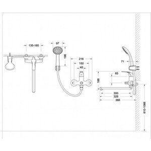 Смеситель для ванны Bravat Fit универсальный с лейкой (F6135188CP-LB-RUS)