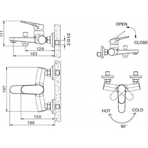 Смеситель для ванны Bravat Eler (F6191238CP-01-RUS)