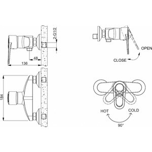 Смеситель для душа Bravat Loop (F9124182CP-01-RUS)