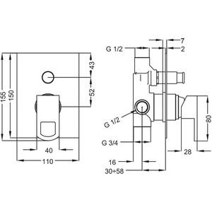 Смеситель для ванны Cezares Levico (LEVICO-VDIM-01-Cr)