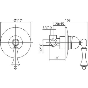 Смеситель для душа Cezares Margot (MARGOT-DIM-03/24-Bi)