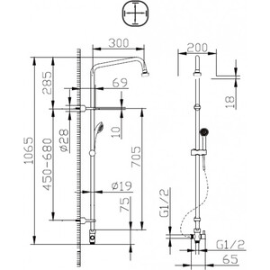 Душевой гарнитур Bravat Fit S с верхним душем (D283CP-2A-RUS)