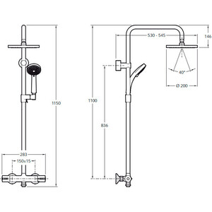 Душевая система Jacob Delafon July с термостатом, хром (E45716-CP)