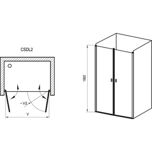 Душевая дверь Ravak Chrome CSDL2 90 прозрачная, сатин (0QV7CU0LZ1)