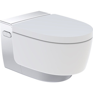Унитаз-биде подвесной безободковый Geberit AquaClean Mera Comfort Rimfree, с сиденьем микролифт, дизайн панель хром (146.214.21.1)